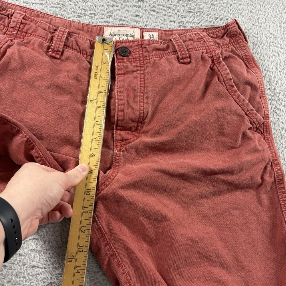 Abercrombie & Fitch Chino Shorts Mens 34 Burnt Red 9" Inseam Board Shorts - Picture 5 of 12